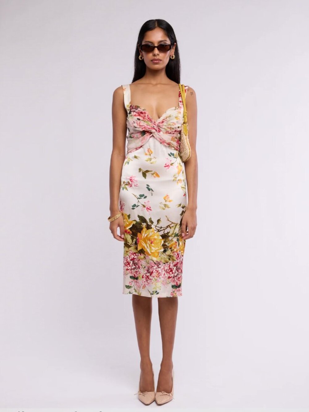 Roberto Cavalli SS 2005 Silk Floral Midi Dress